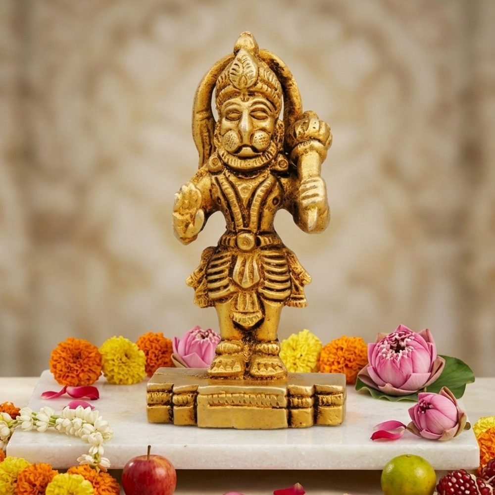 Hanuman Ji Idol in Brass, 3.2 inch, brass, Vedikcraft Moradabad