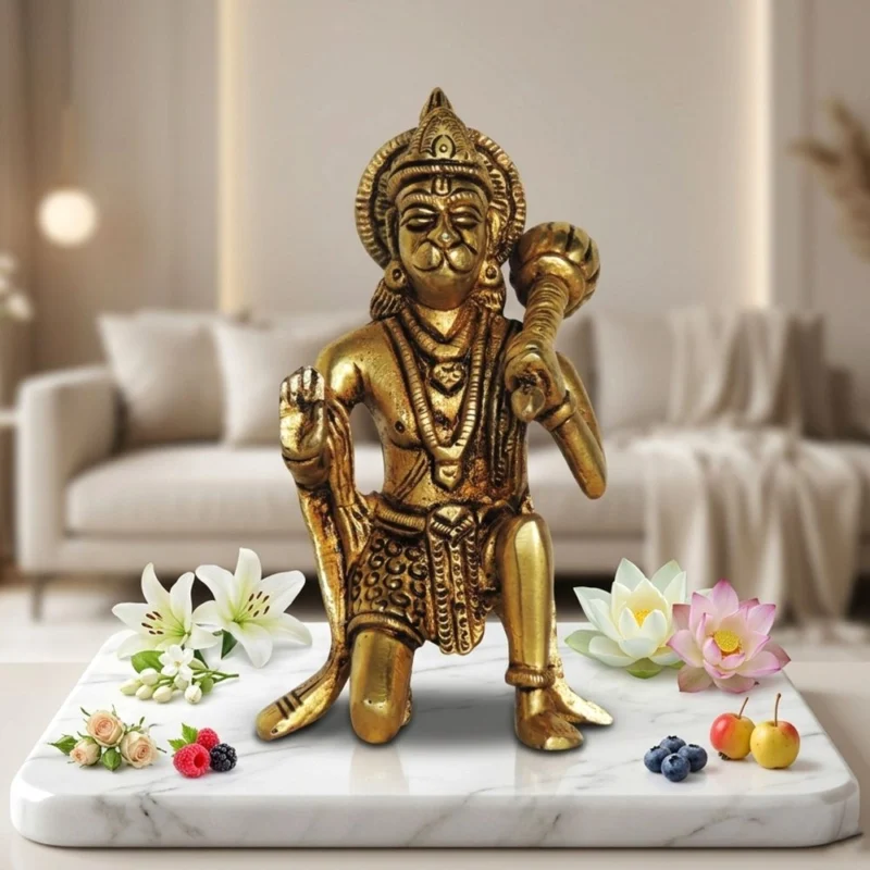 Hanuman Ji Idol in Brass, 5 inch, 520 g – for Home Mandir