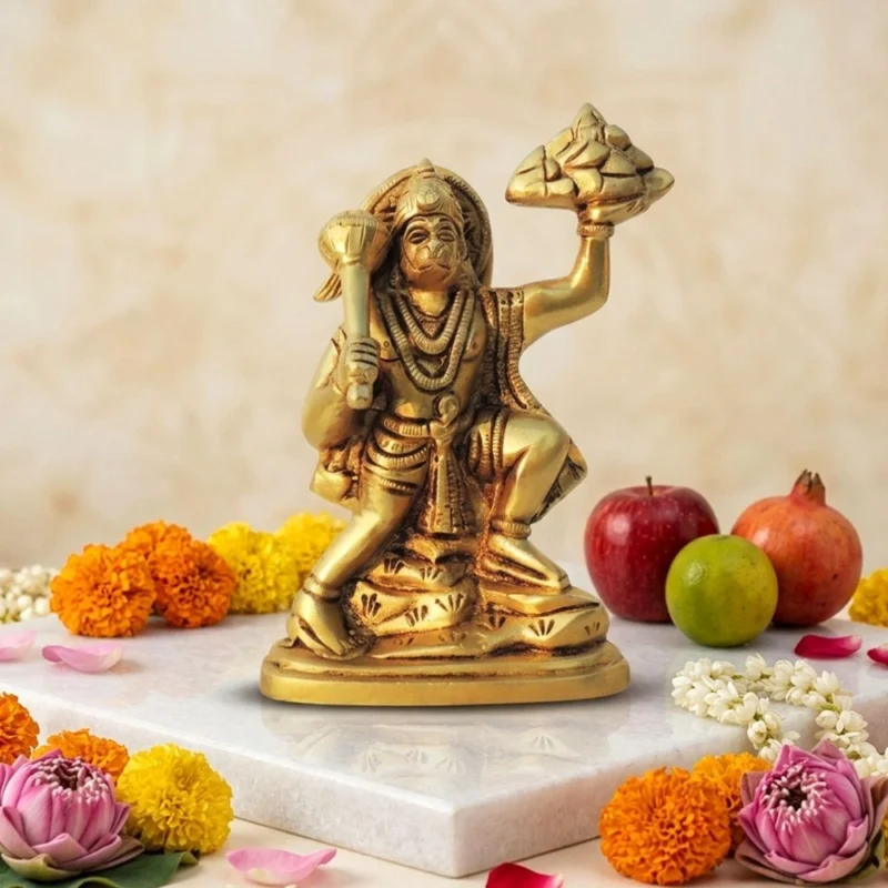 Hanuman Ji Idol in Brass, 6.5 inch, 1.04 kg – for Home Mandir