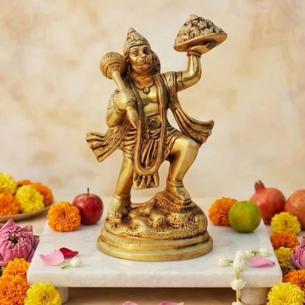 Hanuman Ji Idol in Brass, 8.5 inch, brass, Vedikcraft Moradabad