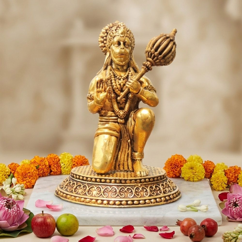 Hanuman Ji Idol in Brass, 4.5 inch, brass, Vedikcraft Moradabad