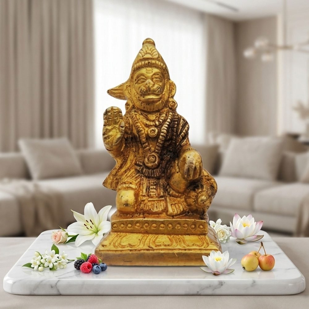 Hanuman Ji Idol in Brass, 2.5 inch, brass, Vedikcraft Moradabad