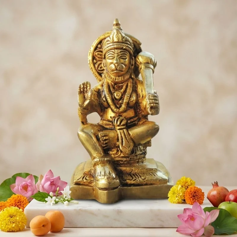 Hanuman Ji Idol in Brass, 4.5 inch, 940 g – for Home Mandir