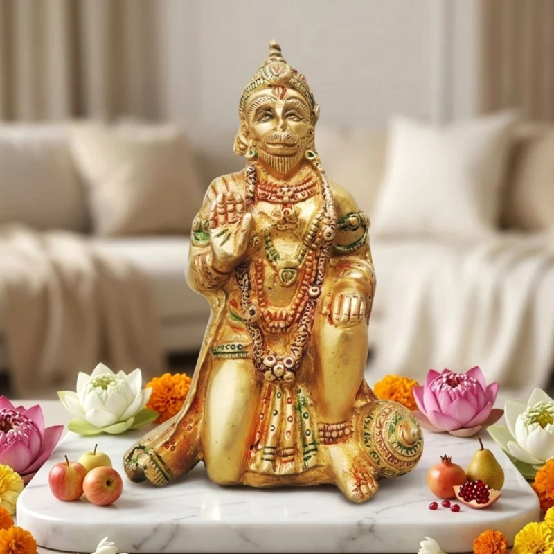 Hanuman Ji Idol in Brass, 6.1 inch – for Home Mandir