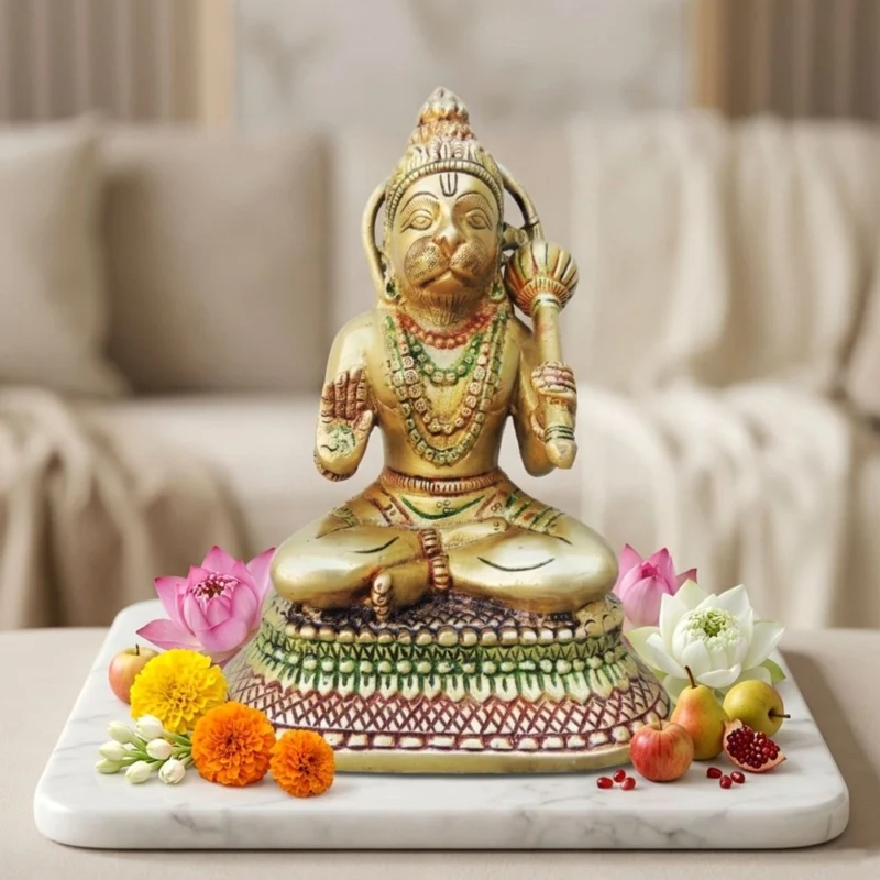 Hanuman Ji Idol in Brass, 7.3 inch – for Home Mandir
