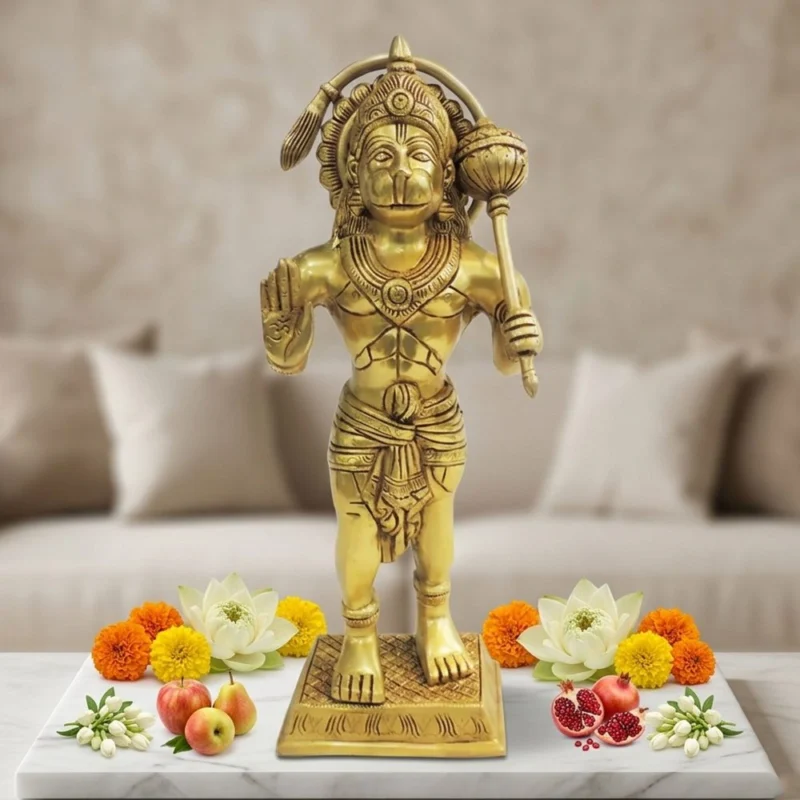 Hanuman Ji Idol in Brass, 15.2 inch – for Temple and Entrance