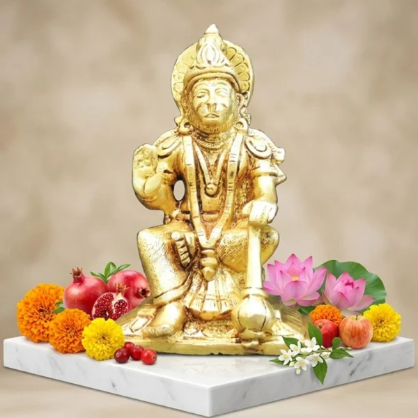 Hanuman Ji Idol in Brass, 6 inch, brass, Vedikcraft Moradabad