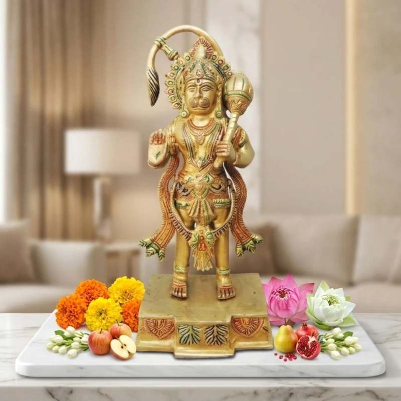 Hanuman Ji Idol in Brass (Statnding), 10.5 inch – for Pooja Room