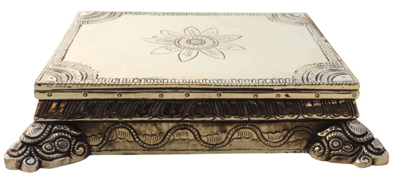 Brass Chowki for Pooja (Bajot), 10.5 inch, 4.4 kg