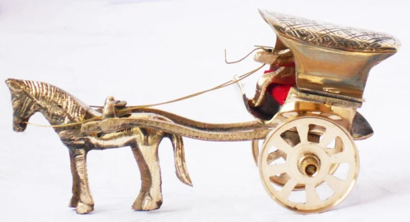 Brass Miniature Hourse Cart, 3 inch