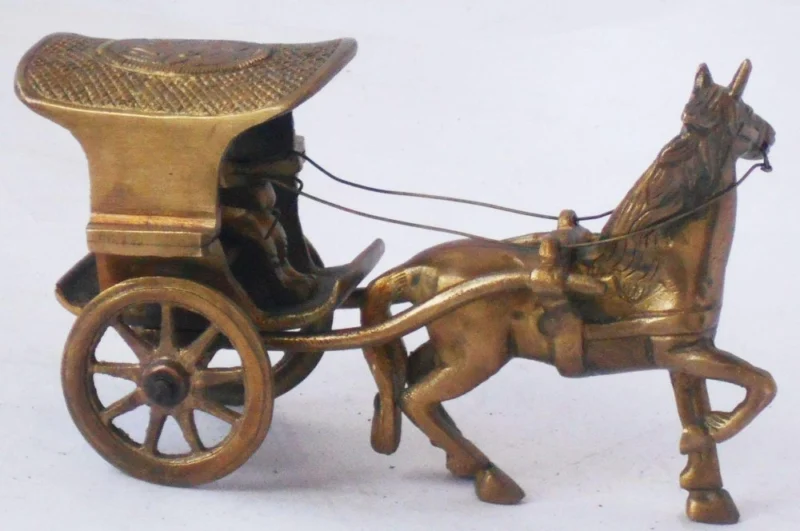 Brass Miniature Hourse Cart, 3.2 inch