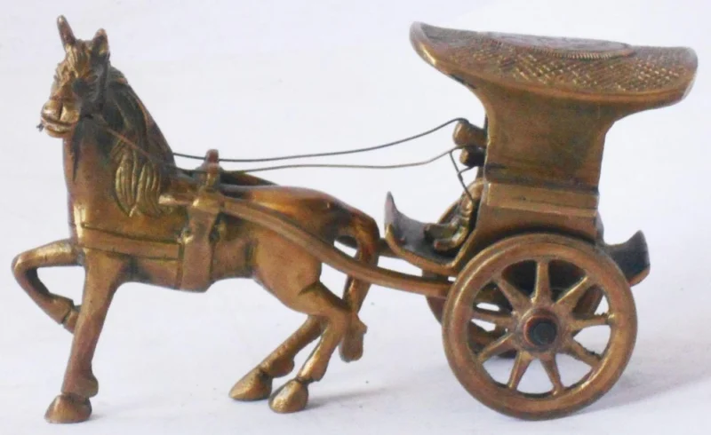 Brass Miniature Hourse Cart, 3.2 inch