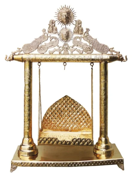Laddu Gopal Jhula Idol in Brass, on Jhula, 36 inch, brass, Vedikcraft Moradabad