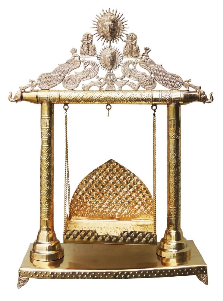 Laddu Gopal Jhula Idol in Brass, on Jhula, 36 inch, brass, Vedikcraft Moradabad