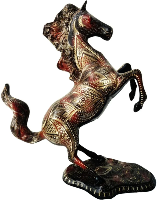 Brass Horse Showpiece (Jumping), 7.36 kg – for Table Décor