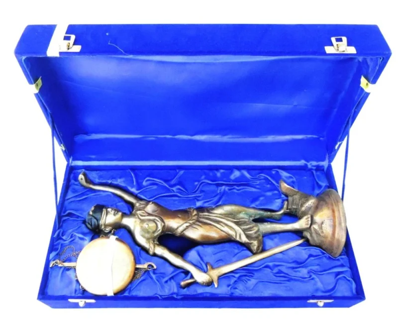 Brass Justice Lady With Velvet Box Figurine, 14 inch
