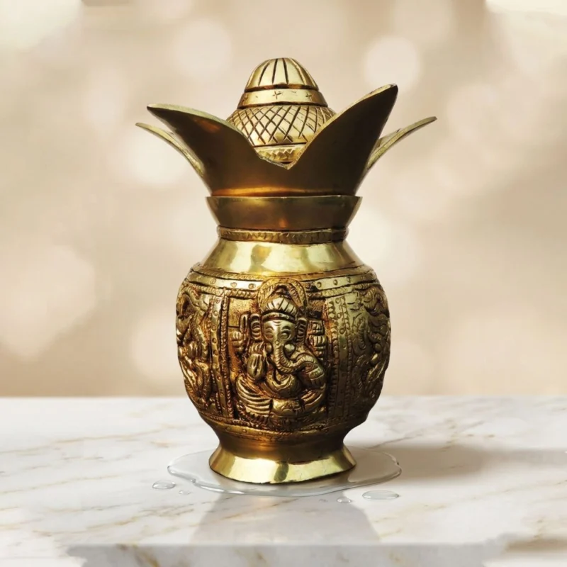 Brass Kalash for Pooja, 7 inch