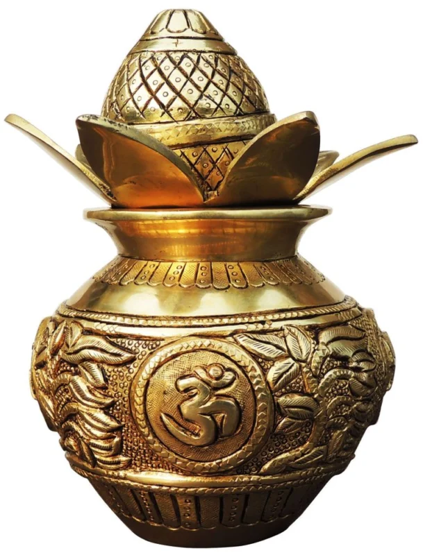 Brass Kalash for Pooja, 8 inch
