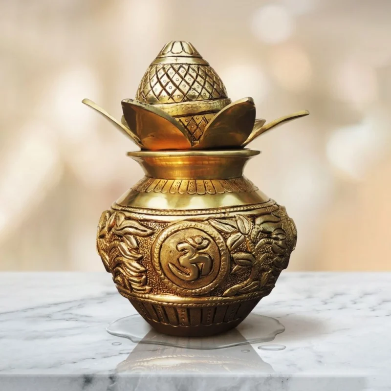 Brass Kalash for Pooja, 8 inch