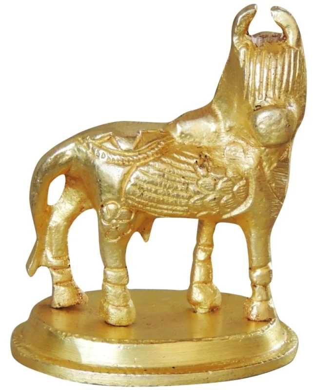 Brass Kamdhenu Cow Showpiece, 3 inch