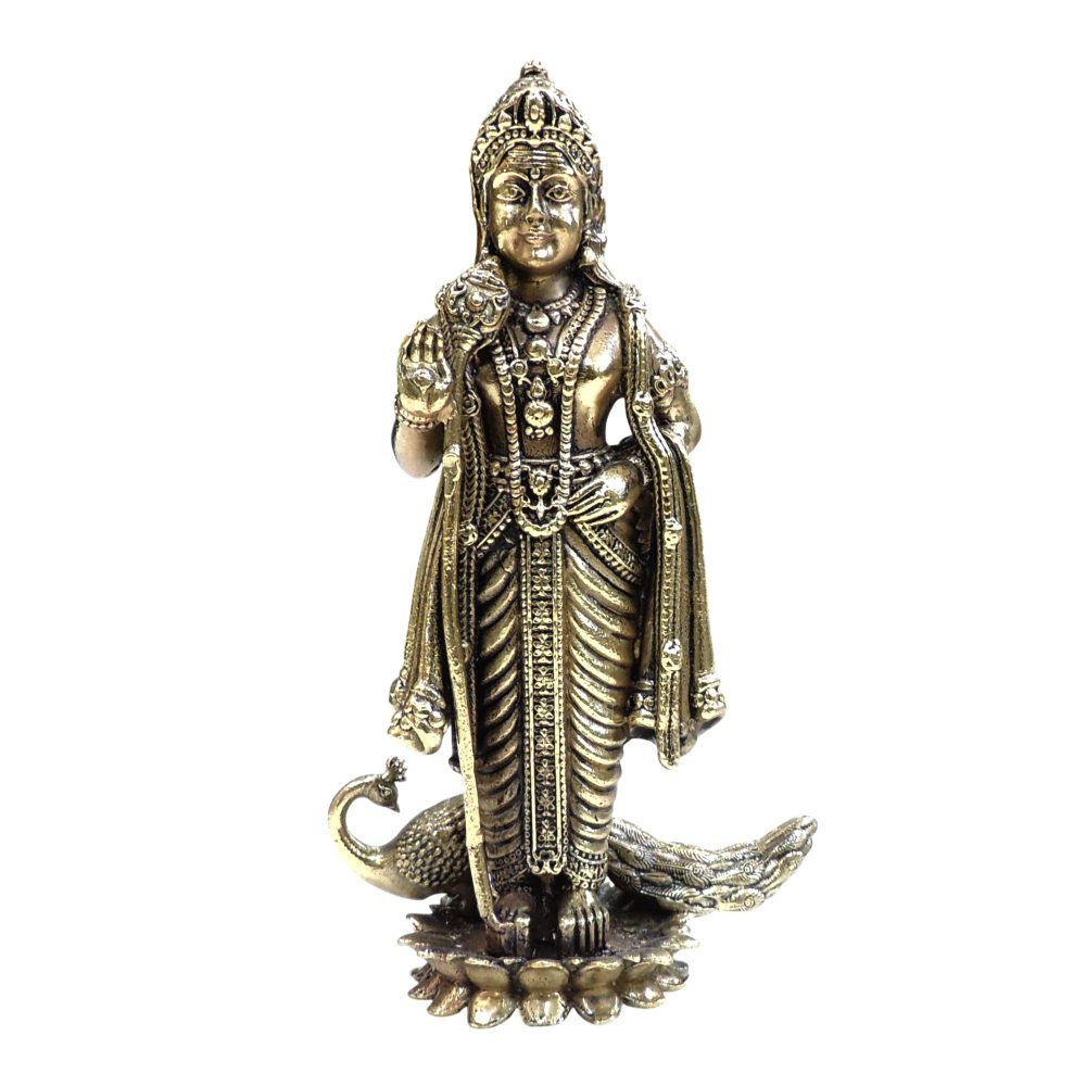 Kartikeya Idol in Brass (Murugan), 6 inch, brass, Vedikcraft Moradabad