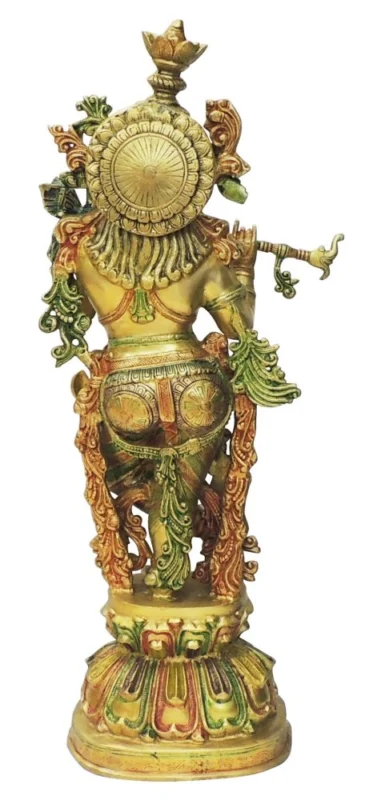 Krishna Ji with Flute Idol in Brass, 36 inch