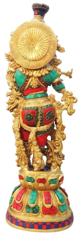 Krishna Ji with Flute Idol in Brass, 20.7 inch