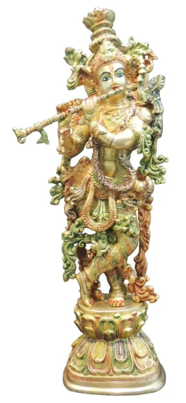 Krishna Ji with Flute Idol in Brass, 29 inch, design BS073-K