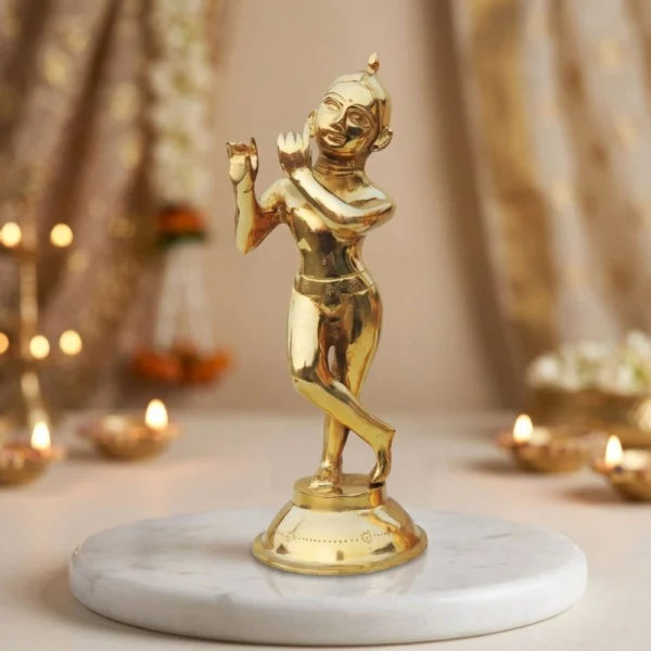 Krishna Ji with Flute Idol in Brass, 12 inch, 2 kg, brass, Vedikcraft Moradabad