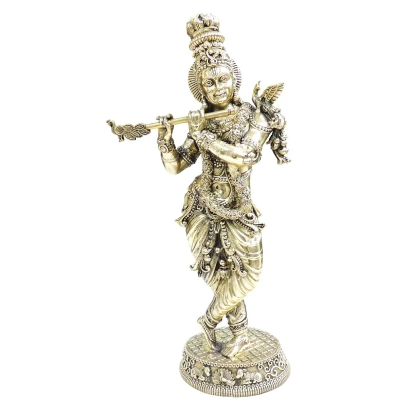 Krishna Ji with Flute Idol in Brass, 15 inch