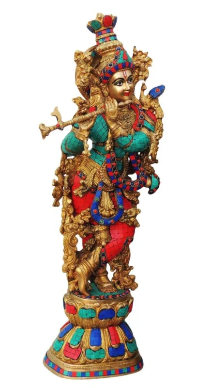 Krishna Ji with Flute Idol in Brass, 16.67 kg