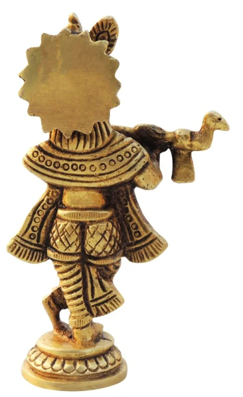 Krishna Ji with Flute Idol in Brass (Krishnagod), 3.2 inch