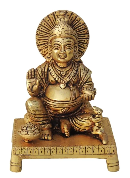 Kuber Ji Idol in Brass, 4.6 inch, brass, Vedikcraft Moradabad