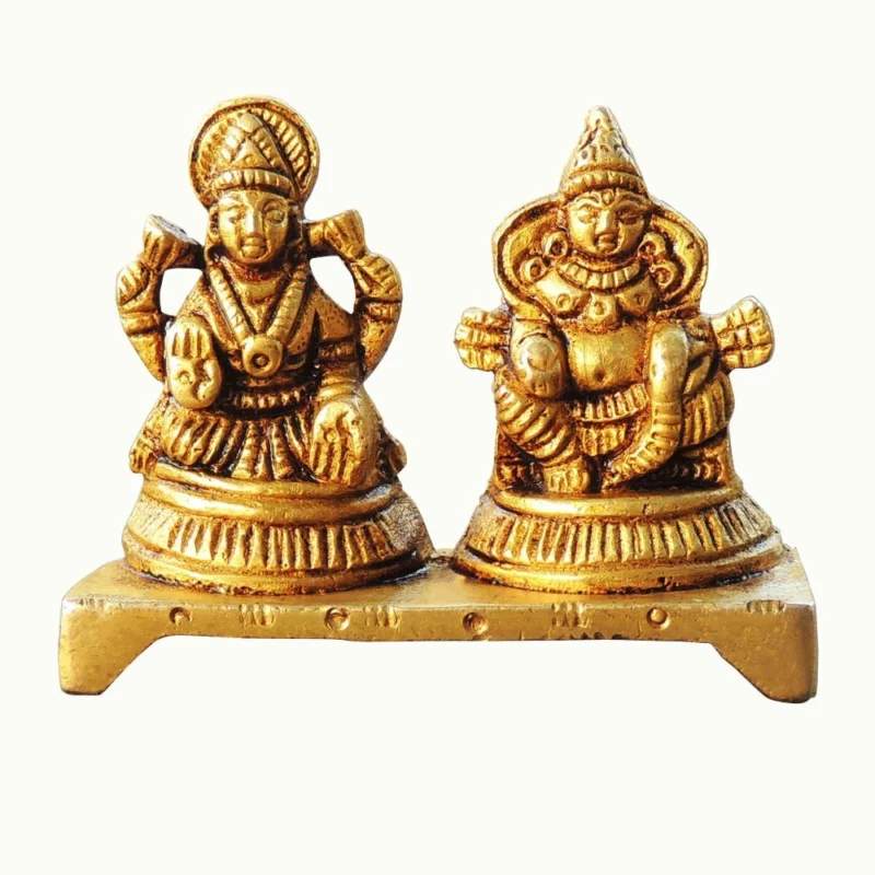 Lakshmi Ji Idol in Brass (Kuber Laxmi), 2 inch – for Desk and Car