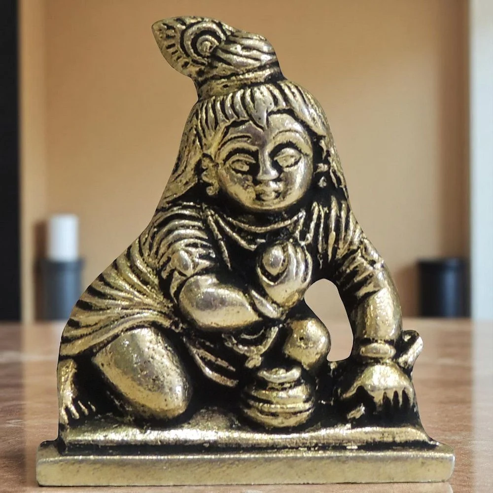Laddu Gopal Idol in Brass, 2 inch, 80 g, brass, Vedikcraft Moradabad