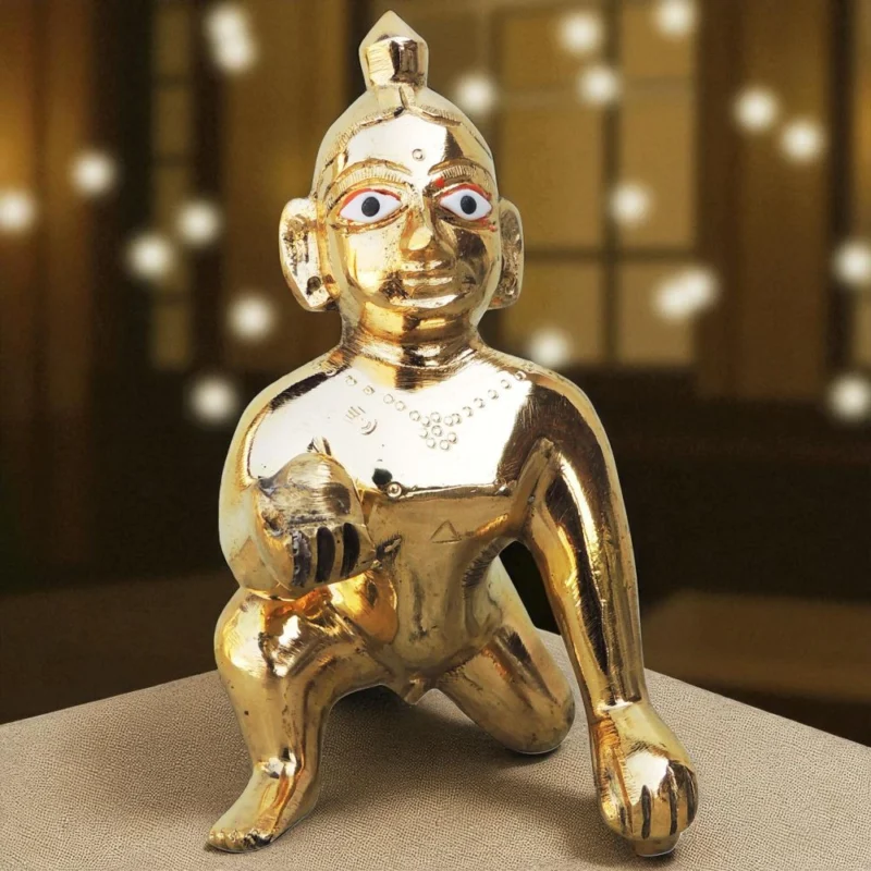 Laddu Gopal Idol in Brass, 4.8 inch – for Home Mandir