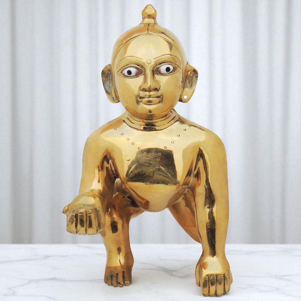 Laddu Gopal Idol in Brass, 11 inch, brass, Vedikcraft Moradabad