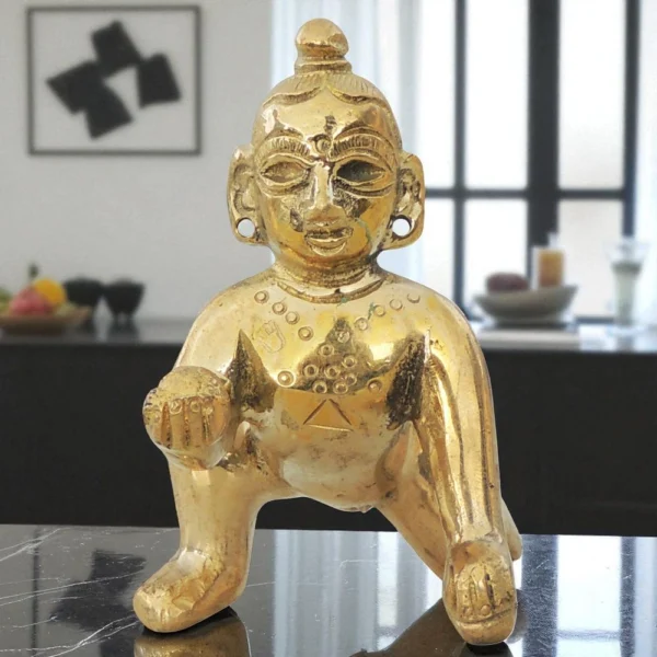 Laddu Gopal Idol in Brass, 160 g, brass, Vedikcraft Moradabad