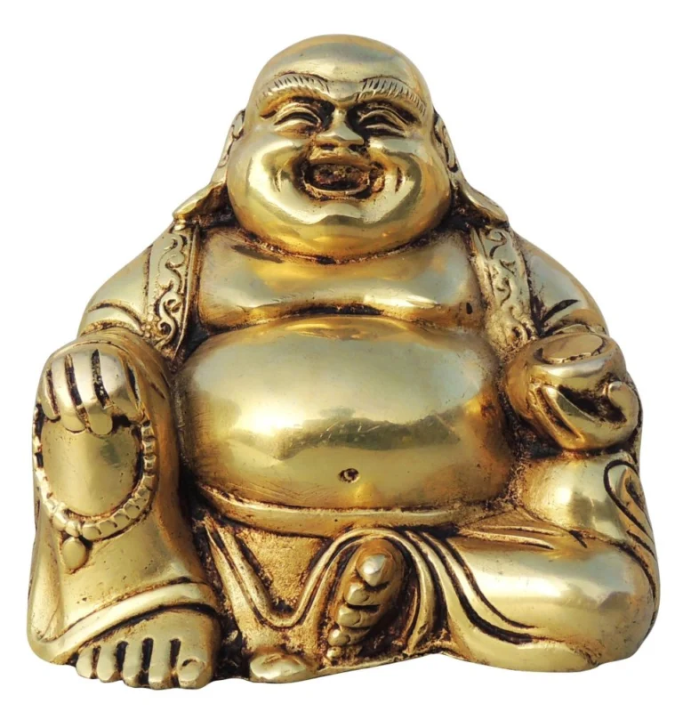 Buddha Idol in Brass (Laughing), 4.2 inch, 860 g