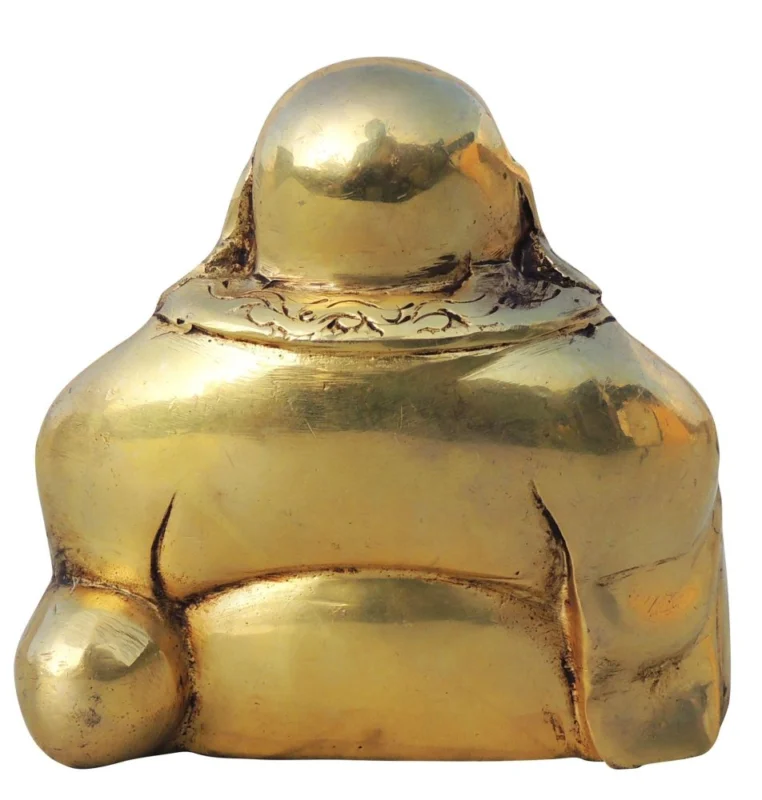 Buddha Idol in Brass (Laughing), 4.2 inch, 860 g