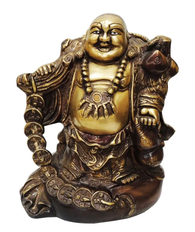 Buddha Idol in Brass (Laughing Budha), 10.5 inch
