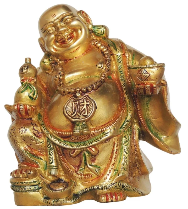 Buddha Idol in Brass (Laughing Budha Big), 9 inch