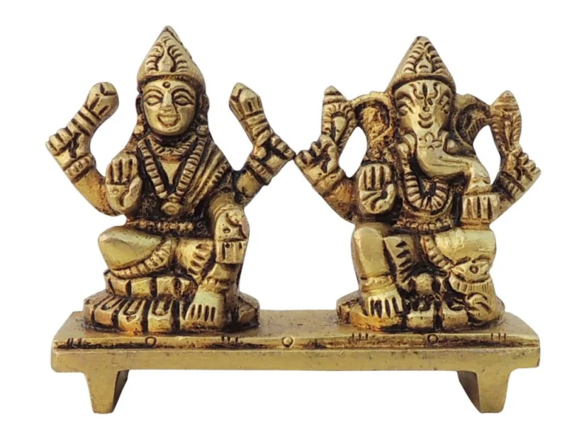 Laxmi Ganesh Murti Pair in Brass (One Same)