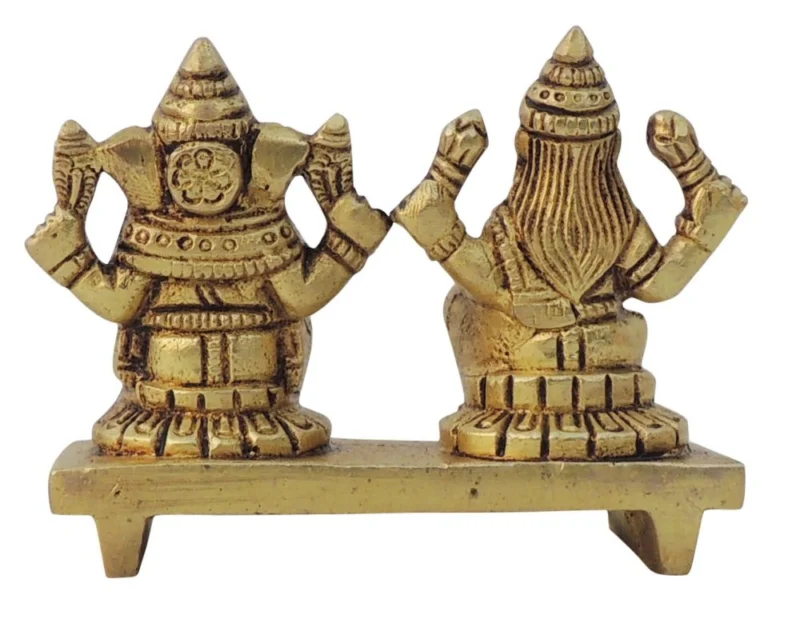 Laxmi Ganesh Murti Pair in Brass (One Same)