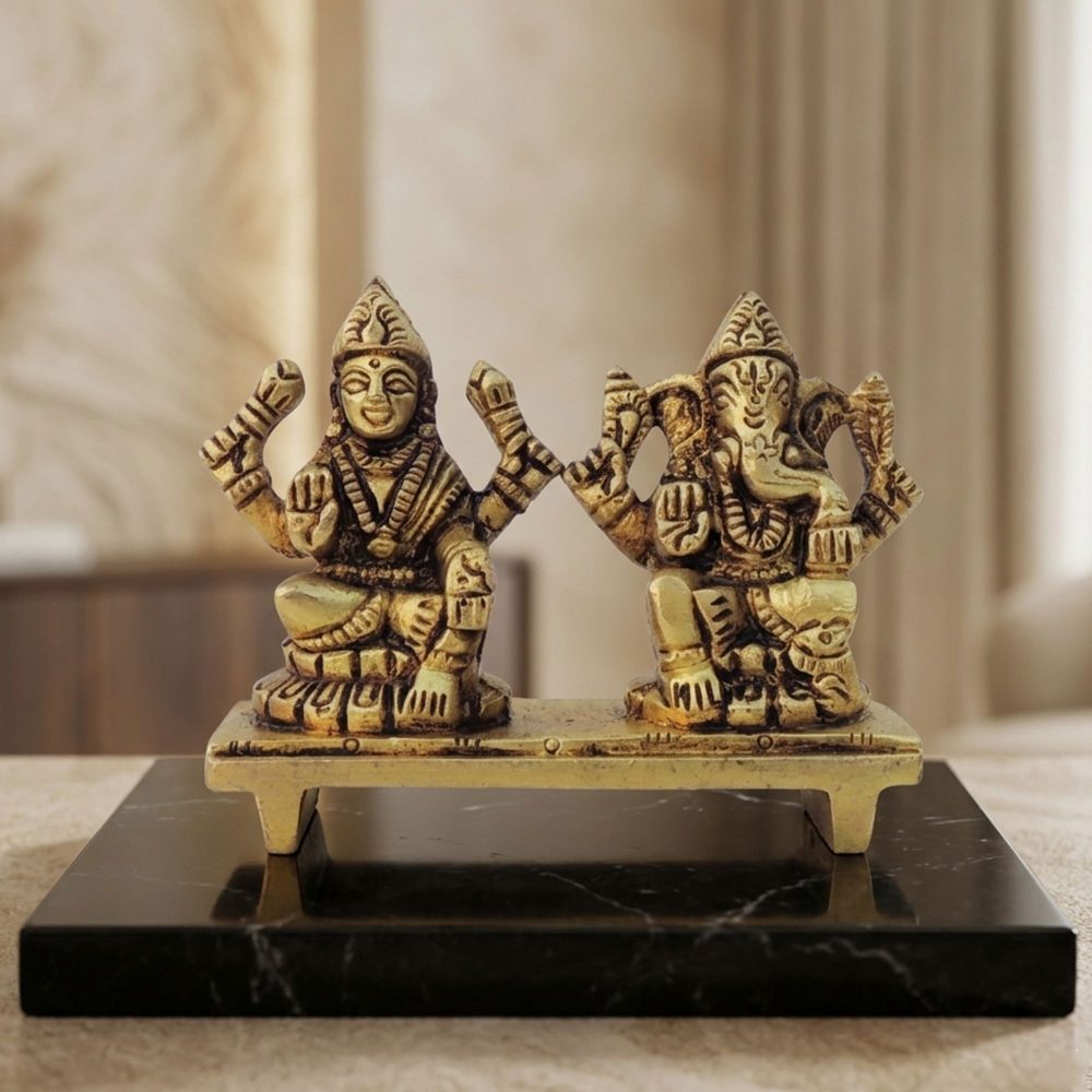 Laxmi Ganesh Murti Pair in Brass (One Same), brass, Vedikcraft Moradabad