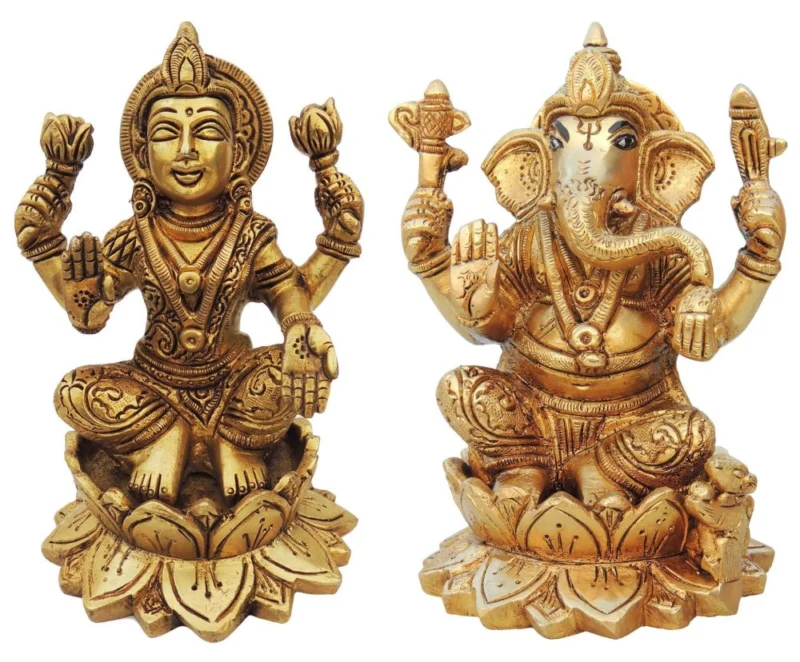 Laxmi Ganesh Murti Pair in Brass, design BS1001