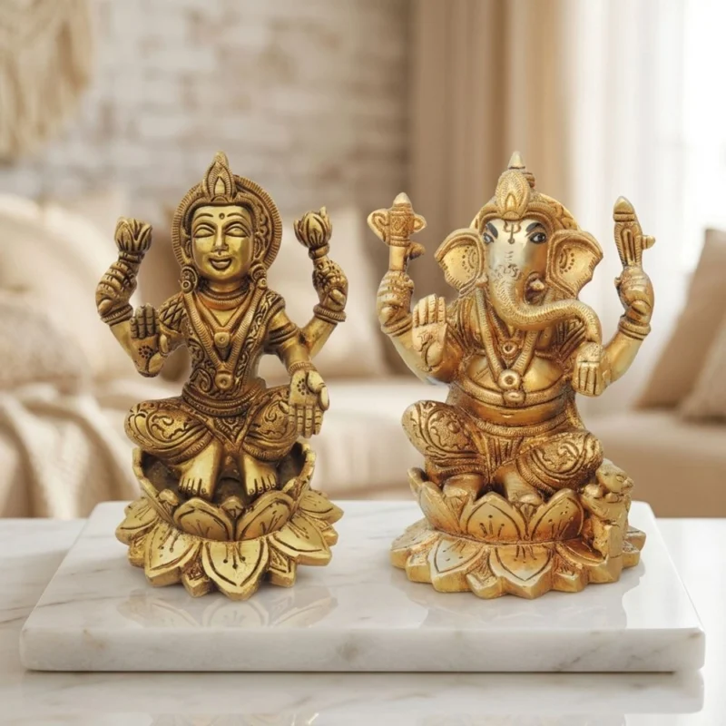 Laxmi Ganesh Murti Pair in Brass, design BS1001