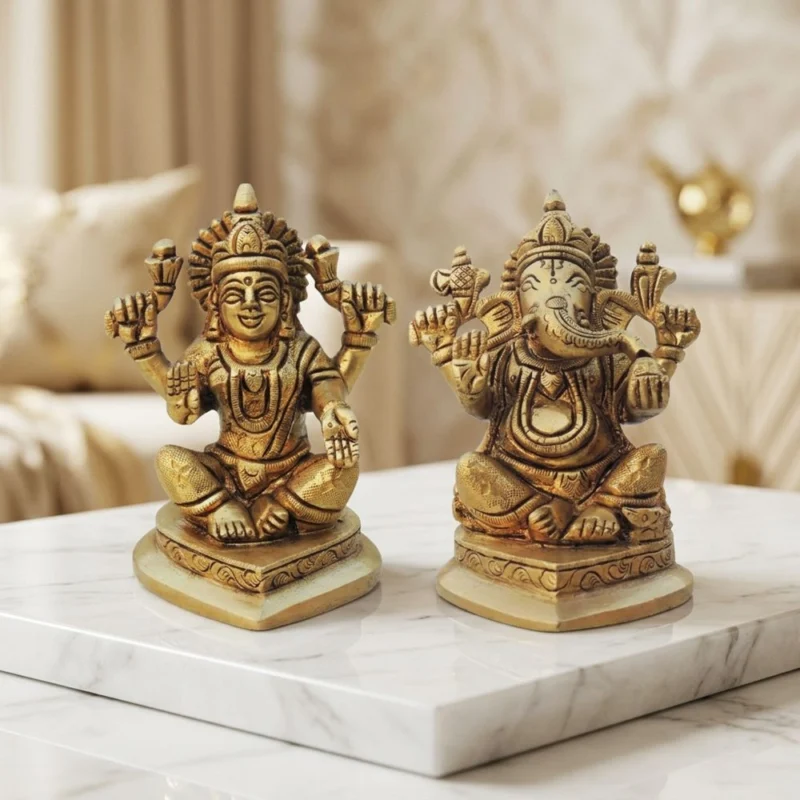 Laxmi Ganesh Murti Pair in Brass, design BS1336