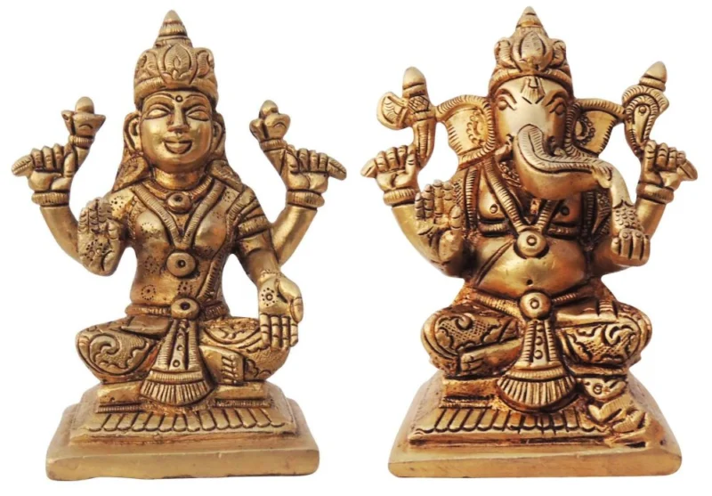 Laxmi Ganesh Murti Pair in Brass, design BS1335