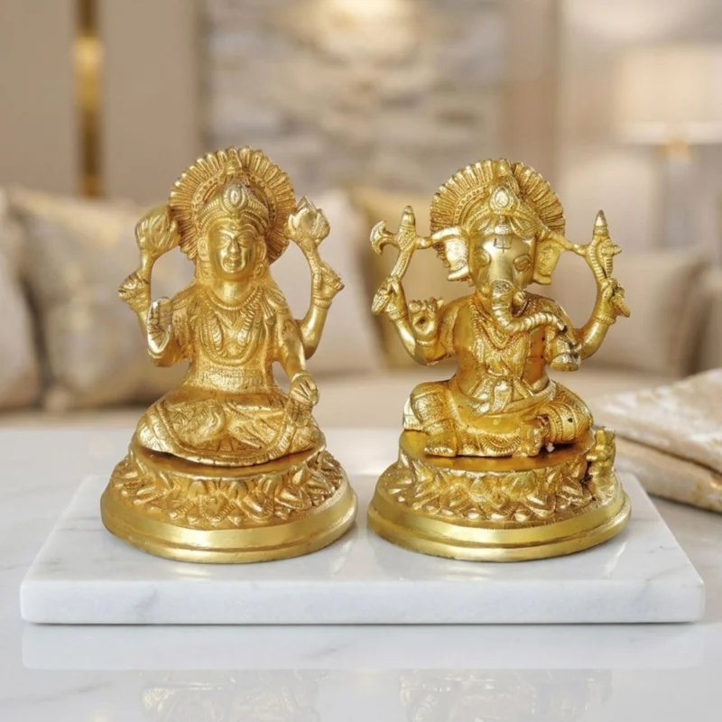 Laxmi Ganesh Murti Pair in Brass, design BS1040